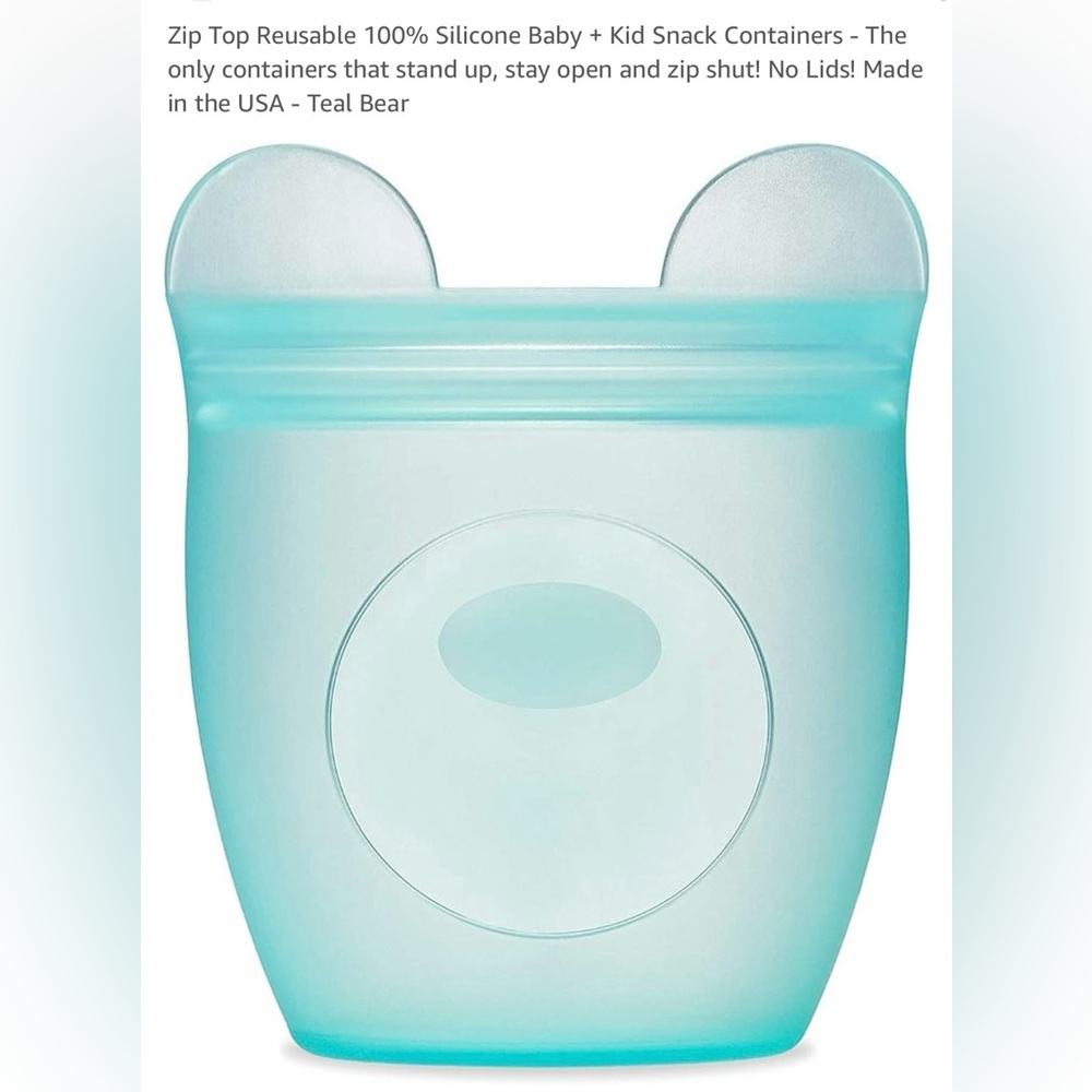 🐻 Zip Top Reusable 100% Silicone Baby+Kid Snack Containers Made in the USA